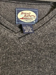 Tommy Bahama Suéter Para Hombres L Gris Pullover Cuello en V Manga Larga Informal Lana Modal - Imagen 1 de 4