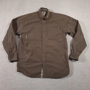Vintage Mossy Oak Button Down Shirt Mens Medium Brown Open Range Ripstop Outdoor - Picture 1 of 16