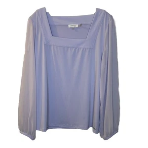 Top donna Calvin Klein taglia large viola lavanda manica trasparente - Foto 1 di 10