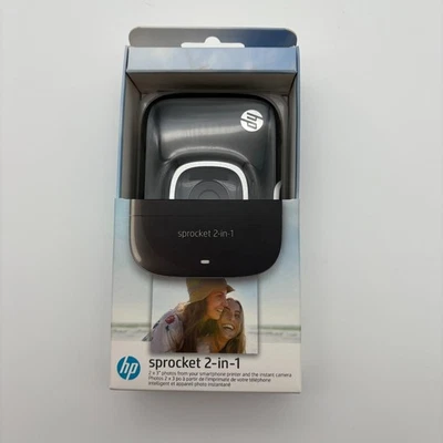 NEW IN BOX HP SPROCKET 2-IN-1 SMARTPHONE PRINTER+ INSTANT CAMERA PHOTO BLACK - Image 1 of 4