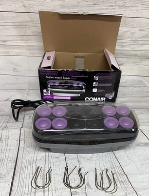 Conair Heat Waves 12 Ceramic Flocked Hair Roller Set Model CHV14X Jumbo 11 Clips - Image 1 of 4