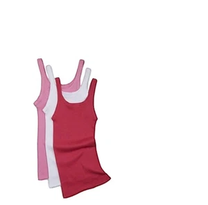 Bonds Girls 3 Pairs Teena Cotton Singlet Singlets Top Vest Vests Kids White Pink - Picture 1 of 10