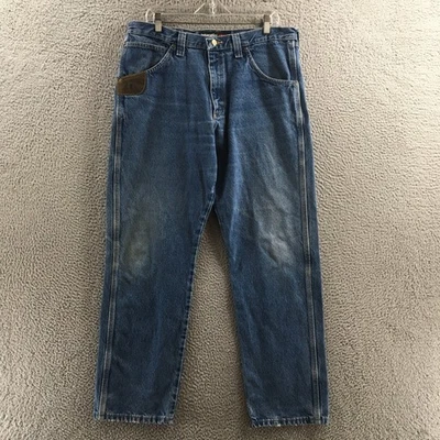 Wrangler Jeans Mens Blue Straight Leg zip fly workwear denim rugged Regular - Image 1 of 4