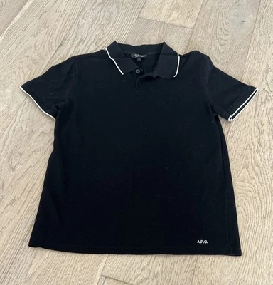 Camisa polo APC cinza branca ponta algodão S/S pique tamanho pequeno - Imagem 1 de 4