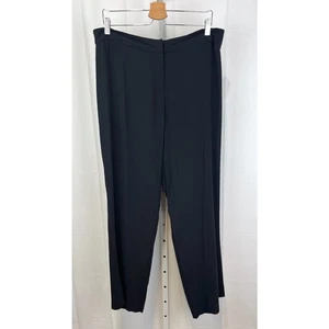 Neu mit Etikett Eileen Fisher Seide Georgette Krepp Hose Reißverschluss vorne flach schwarz Größe L - Bild 1 von 9