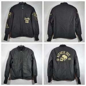 CHAQUETA DE MOTO DE LANA REVERSIBLE LUCKY 13 NEGRA MOTO SUICIDE NEVER DIE MEDIANA - Imagen 1 de 12