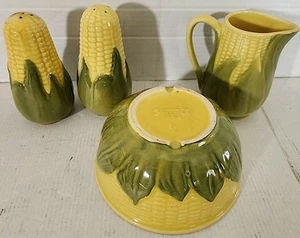 Set 3 pezzi vintage Shawnee giallo mais sulla pannocchia stoviglie S&P's/#6 ciotola/crema - Foto 1 di 24