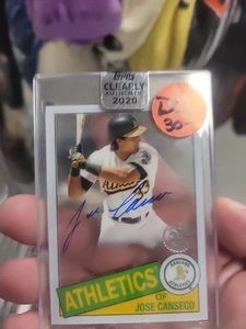 2020 Topps Clearly Authentic Jose Canseco #TBA-JCA 1985 Topps Retro Autograph - Bild 1 von 4