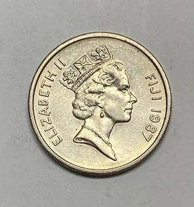 1987 Fiji 20 Cent Circulated Foreign Coin, Low Mintage, KM# 53 - Free Shipping ! - Picture 1 of 2