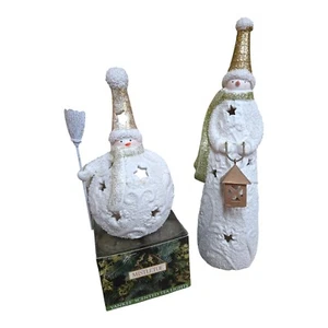 Yankee Candle 2 Snowmen & 12 Mistletoe Tealight Lanterns Xmas - Picture 1 of 5