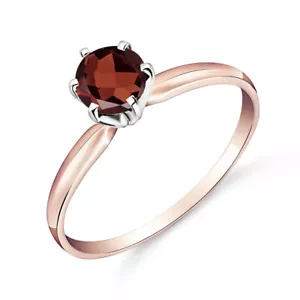 18K. SOLID GOLD SOLITAIRE RING WITH NATURAL GARNET - Picture 1 of 9
