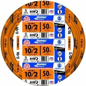 Simpull Solid Indoor 10/2 W/G NMB Cable 50ft Coil Residential Building Wiring - Picture 1 of 1