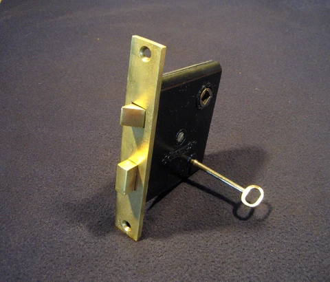Antique Victorian Mortise Door Lock w/ Skeleton key - Nashua - Refurbished Cover