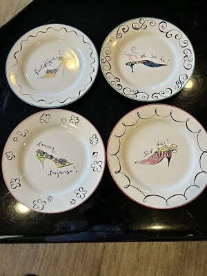 SET OF 4 Rosanna High Heel Shoes 8” Dessert Plates New In Box! - Image 1 of 4