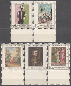 CZECHOSLOVAKIA 1967 **MNH SC#1507/11 set + label, Paintings. - Imagen 1 de 1