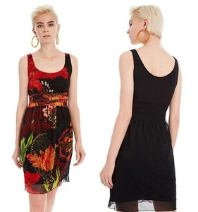 Desigual Womens Floral Mesh Sleeveless Short Dress Size XL - Picture 1 of 10