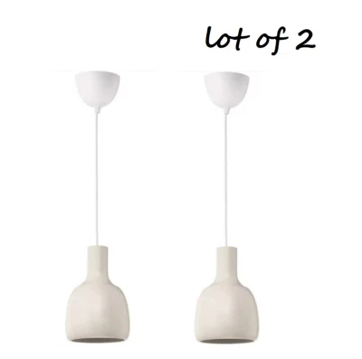 Lot of 2 IKEA VAXJO PENDANT HANGING CEILING LAMP SCULPTED BEIGE - Image 1 of 4