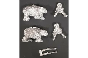 28mm PULP 36 Eskimos on Bears with Guns (2 Figures) - Picture 1 of 1