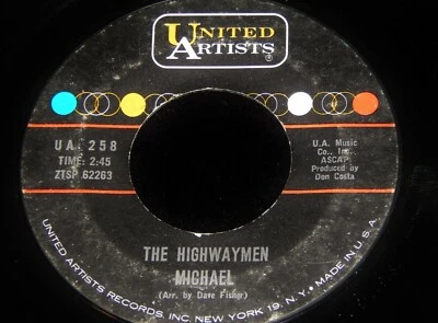 Vintage Record, THE HIGHWAYMEN: MICHAEL & SANTIANO, 45 rpm, 1961, Folk Country Foto 1 de 4