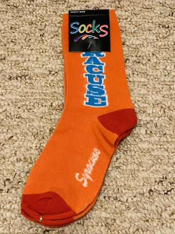 Syracuse Orange Sport Socks, Blue & White Lettering, Red Toe & Heel- BRAND NEW! Cover