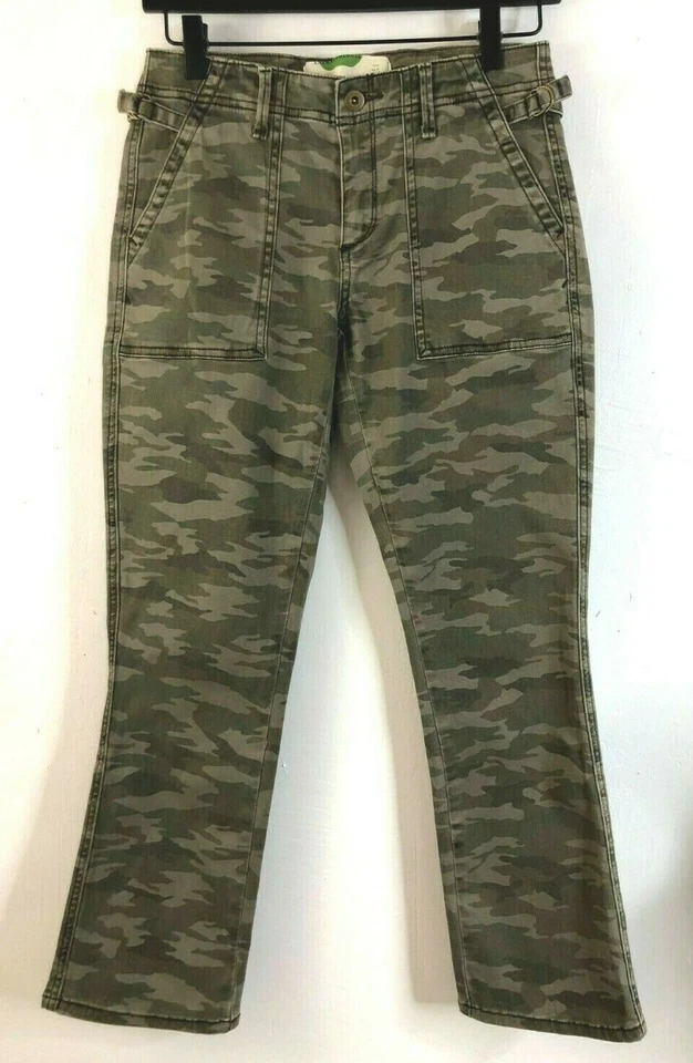 Anthropologie Jeans Size 25 Camo Green Gray High Waisted Ankle Pants Pockets - Image 1 of 4