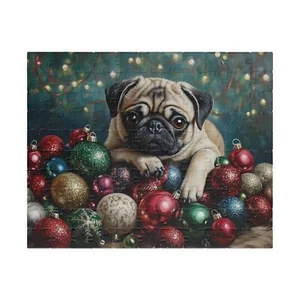 Pug Christmas Puzzle holiday gift lights ornaments (110, 252, 520, 1014-piece) - Picture 1 of 4