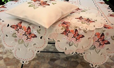 Tischdecke Schmetterlinge Frühling/Sommer Läufer Kissen wß/terra 689 - Bild 1 von 4