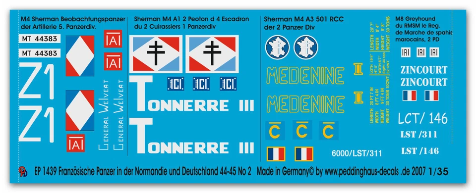 Peddinghaus 1439 1/35 Francese Carro Armato Normandia E Germania 44-45 No 2 - Immagine 1 di 1