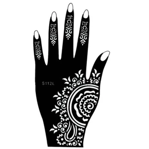 Henna Tattoo Schablone Hand Links Kina Handbemalung Dövme Mehndi - Picture 1 of 2