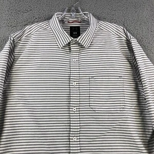 Under Armour Button Up Shirt Men's Large White Gray Striped Long Sleeve Oxford - Picture 1 of 14