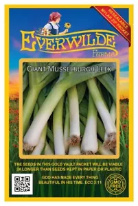 1 Oz Giant Musselburg Leek Seeds - Everwilde Farms Mylar Seed Packet - Picture 1 of 3
