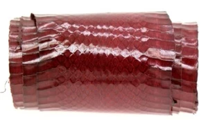 Elaphe Carinata Snake Skin Hide Leather Snakeskin Craft Supply Burgundy Closeout - Picture 1 of 3