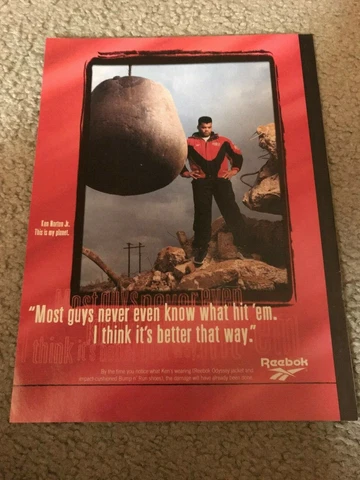 Vintage 1996 KEN NORTON JR. REEBOK Poster Print Ad Bump N Run Shoes NINERS 49ERS Cover