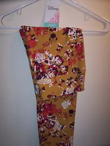 LuLaRoe OS Disney HIDDEN MINNIE MOUSE BOWS ROSES GOLD MULTICOLORED LEGGINGS NWT - Picture 1 of 8