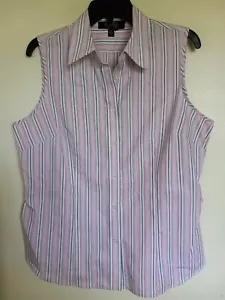 Kasper Striped Button Up Sleeveless Blouse Top Size 12 NWOT - Picture 1 of 3