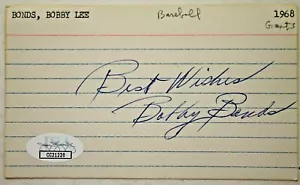 Bobby Bonds (d.03) SF Giants Yankees Angels Autographed Signed 3x5 Card JSA - Picture 1 of 2