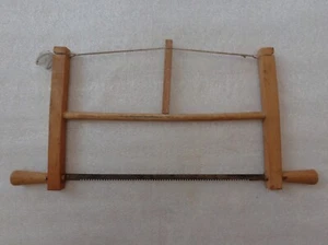 Vtg Turning Saw Two Man Hand Bow Bucksaw Iron Blade Wooden Frame Swede Finn Tool - Picture 1 of 10