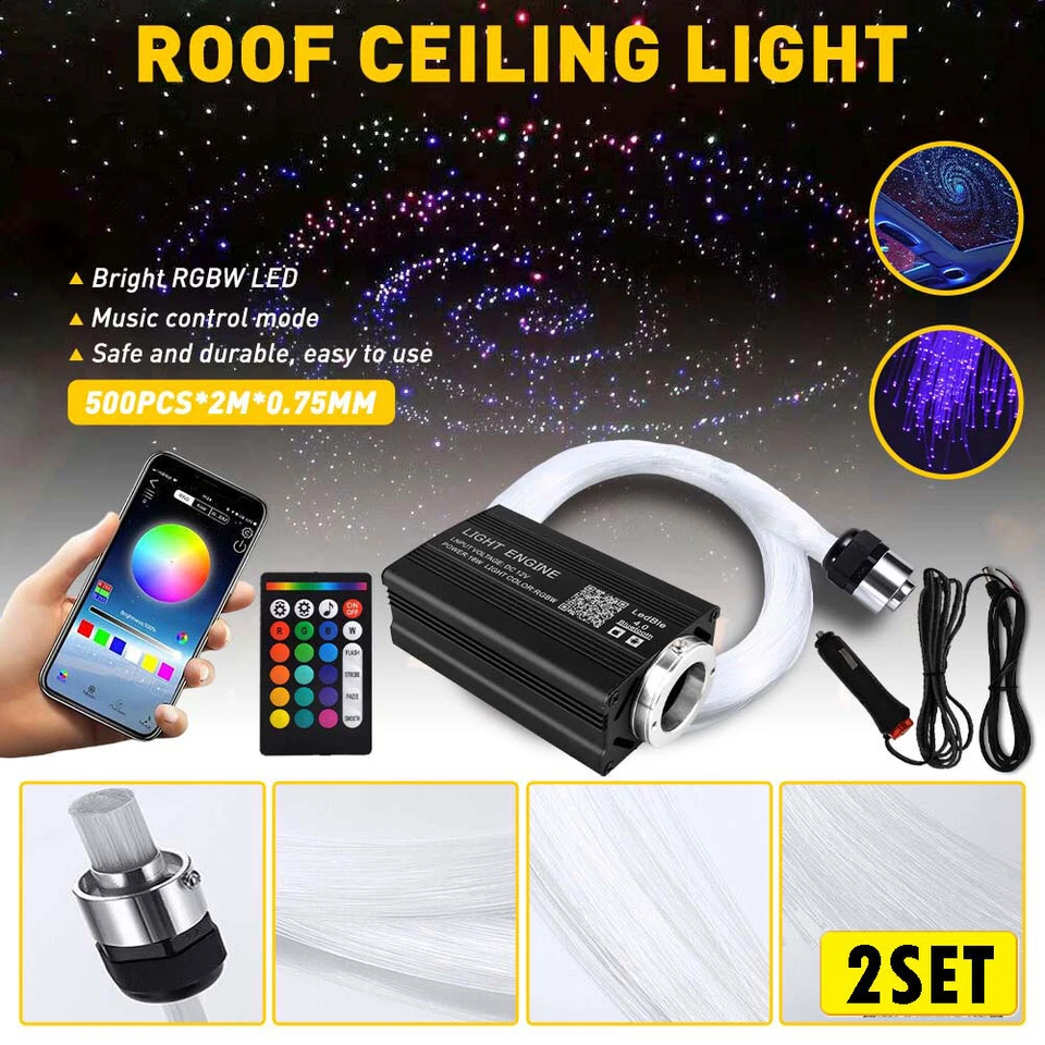 Juego de 2 luces de techo de techo de fibra para techo de estrella de coche de 500 piezas Foto 1 de 4
