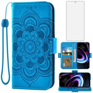 Compatible with Motorola Moto Edge 2021/MotoEdge 5G UW Wallet Case and Temper... - Photo 1 sur 8