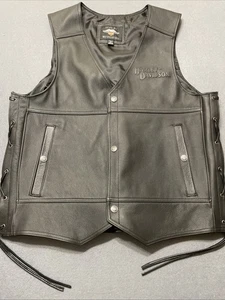 Harley Davidson Herren Leder Biker Weste Größe Extra Large - Bild 1 von 11