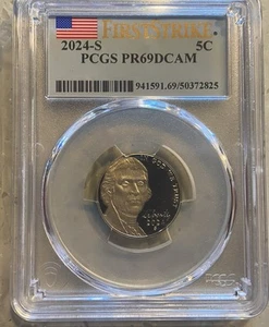 2024 S 5C Jefferson Nickel PCGS PR69DCAM First Strike( Low Mint) 🇺🇸💯✨ - Picture 1 of 3
