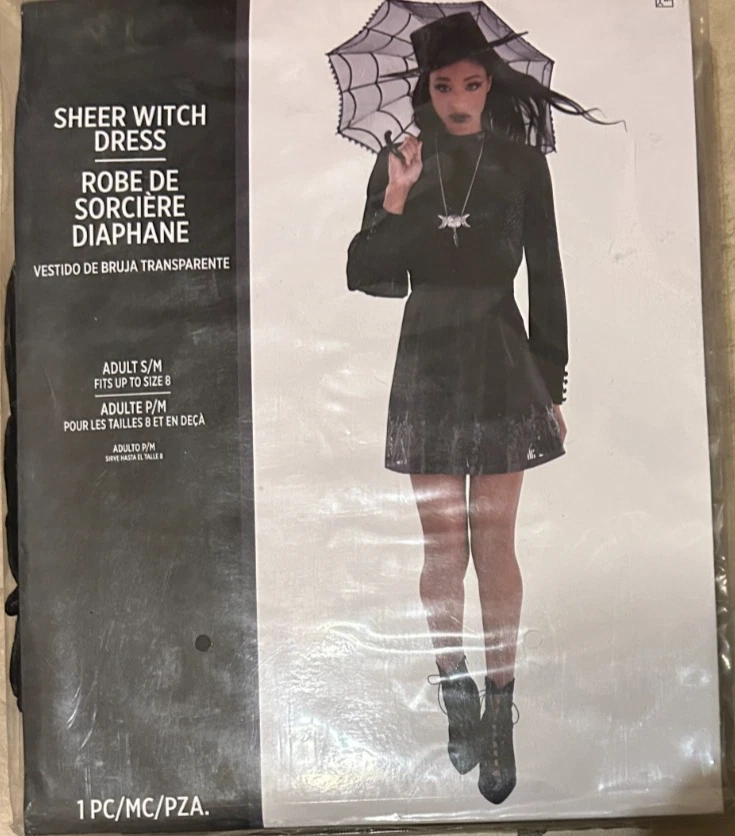 Sexy Disfraz de Bruja Transparente NUEVO Embalaje al por menor Adulto Mujer Pequeño Med 8 Foto 1 de 2