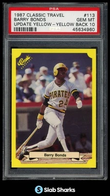 Classic Travel #113 Barry Bonds 1987 radiocontrol actualización de novato espalda amarilla PSA 10 Foto 1 de 4
