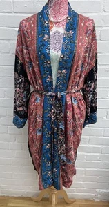 Neu Monsoon Kimono Jacke M/L orange schwarz Blumen Boho Ethno Festival Hina - Bild 1 von 12