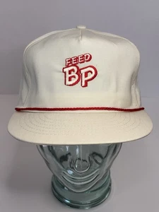🌽 Vintage Swingster BP Feed Hat, Snapback Farm Cap, White, Red Rope Hat, USA - Picture 1 of 8