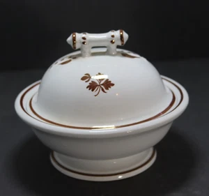 ATQ Teeblatt Butterwanne mit Deckel und Sieb rund Eisenstein Kupfer Glanz 6,5" - Bild 1 von 9