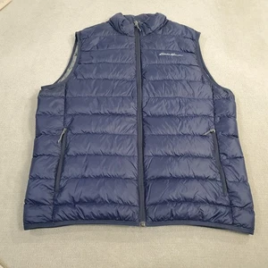 Eddie Bauer Vest Mens Medium Blue Puffer Down Jacket Quilted Lightweight Outdoor - Picture 1 of 9