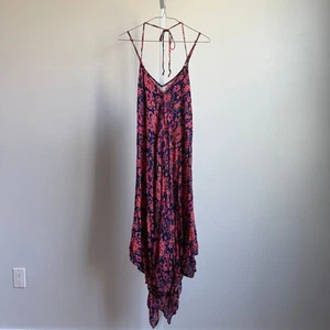 Donna Bella sz XS pink blue halter Y2K burnout floral fairy midi dress - Picture 1 of 9