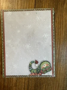 Nuovo Blocco Note Lang 6,5x5” Natale Pupazzo di Neve Fiocchi di Neve - Foto 1 di 4