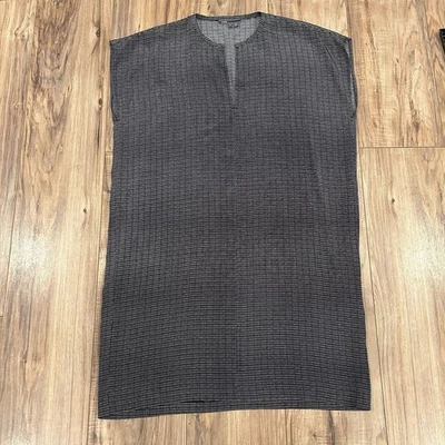 Vestido popover túnica Vince manga gorro 100% seda tamanho P/P mini preto/branco - Imagem 1 de 4